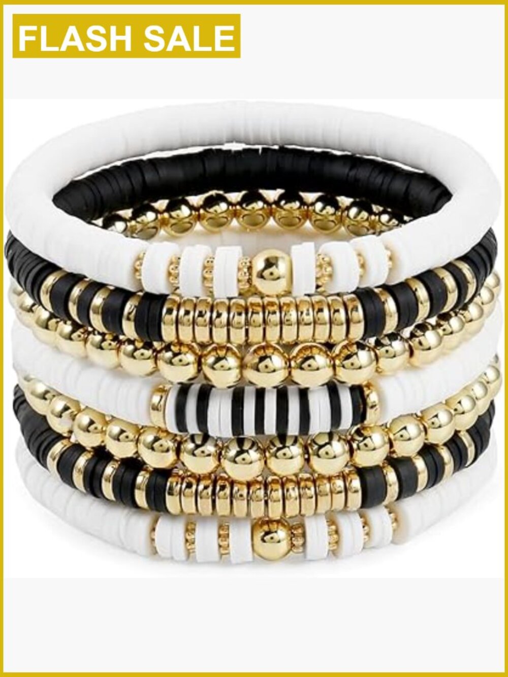 Heishi Beaded Stretch Bracelet Set Surfer Boho Stackable Bracelets